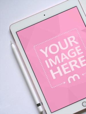 Closeup White iPad Screen Mockup Generator